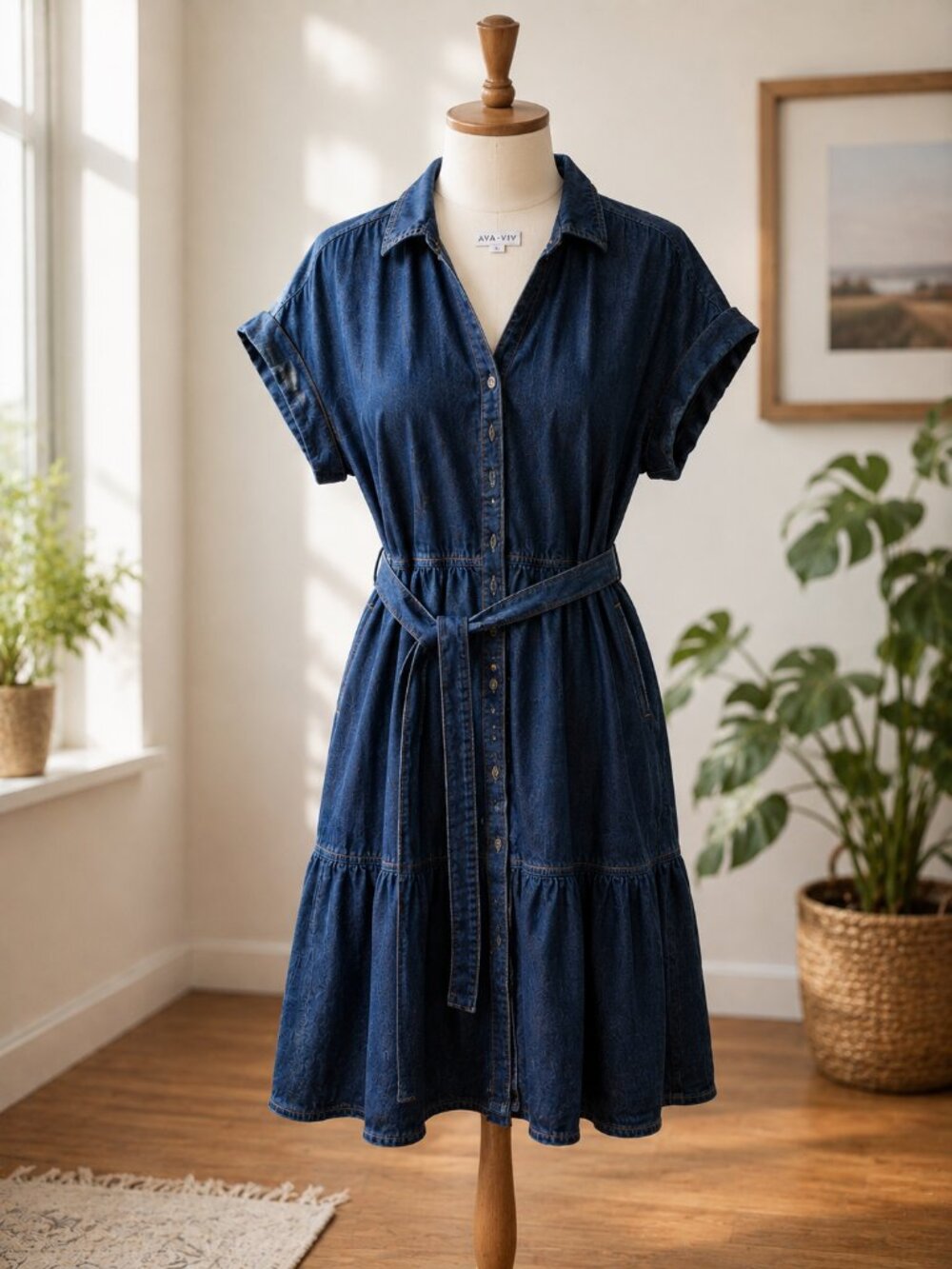 Ava & Viv Short Sleeve Denim Maxi Dress Size 2XL